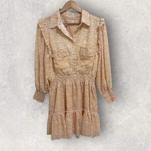 Sweethoney smocked long sleeve floral mini dress NWT